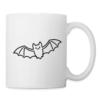 Fledermaus Skizze – schlichtes Halloween Tiermotiv - Tasse - Weiß - Rechts
