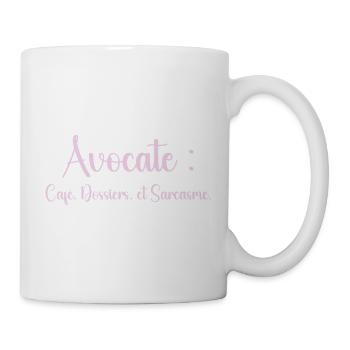Avocate : café, dossiers et sarcasme - Mug blanc - blanc - Droite