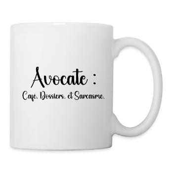 Avocate : café, dossiers et sarcasme - Mug blanc - blanc - Droite