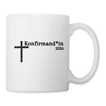 gendergerechte Konfirmation 2026 feiern Kreuz - Tasse - Weiß - Rechts