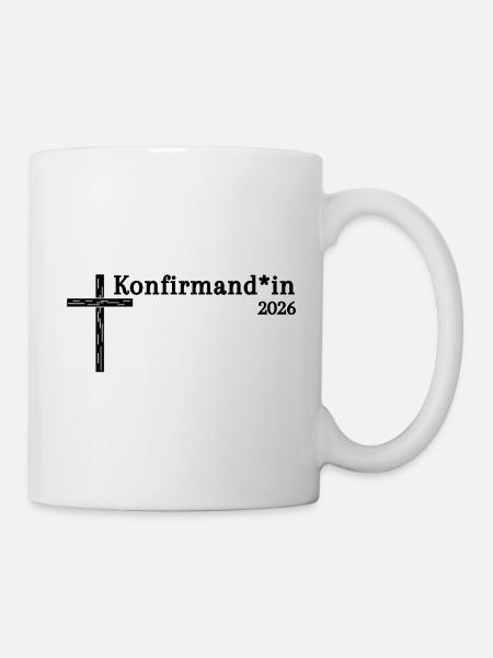 gendergerechte Konfirmation 2026 feiern Kreuz - Tasse - Weiß