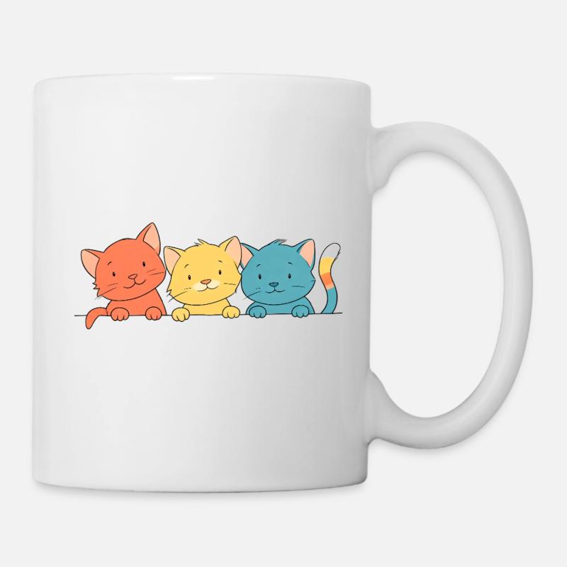 Trio Chats Colorés Amis - Mug blanc - blanc
