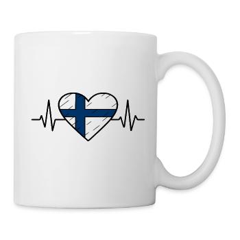 Finland Heartbeat Line Flag Love Travel Design - Mug - white - Right