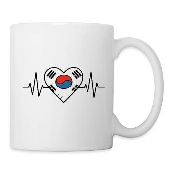 Südkorea Flagge Heartbeat Line Korean Pride - Tasse - Weiß - Rechts