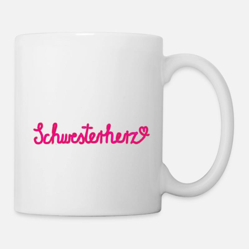 Schwesterherz - Geschenk mit Herz - Tasse - Weiß