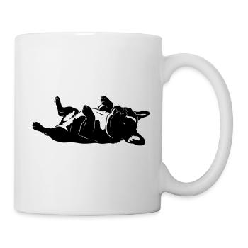 Liegender Hund auf dem Rücken - Tasse - Weiß - Rechts
