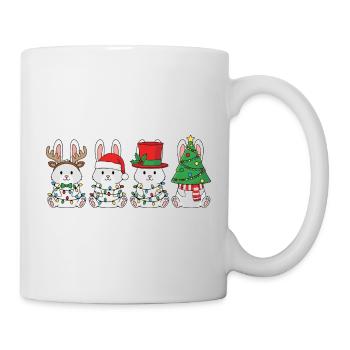 Kaninchen Weihnachtsmann Weihnachtsbeleuchtung - Tasse - Weiß - Rechts