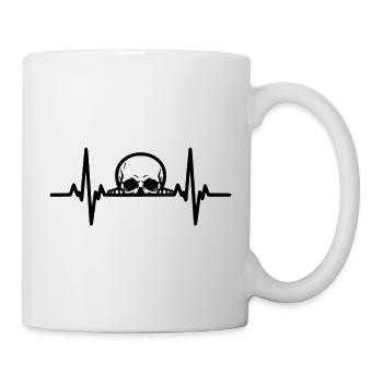 Skull Heartbeat – Gothic & Rock Lineart - Mug - white - Right