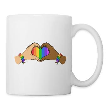 Pride Heart Hands Unity Rainbow Love Support Art - Mug - white - Right