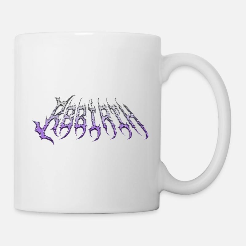Rebirth - cold metal chrome text - Mug - white