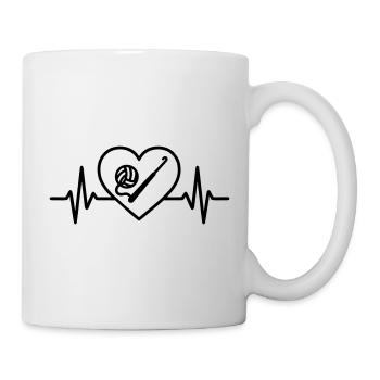 Crochet heart – love for needlework - Mug - white - Right