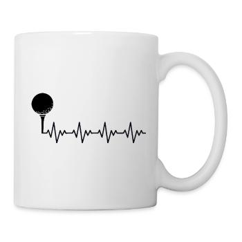 Golfeur Golfeur Balle de golf ECG Battement cardiaque Rythme cardiaque - Mug blanc - blanc - Droite