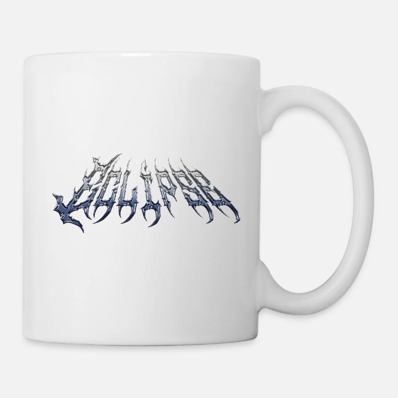 Finsternis – kaltmetallischer Chromtext - Tasse - Weiß