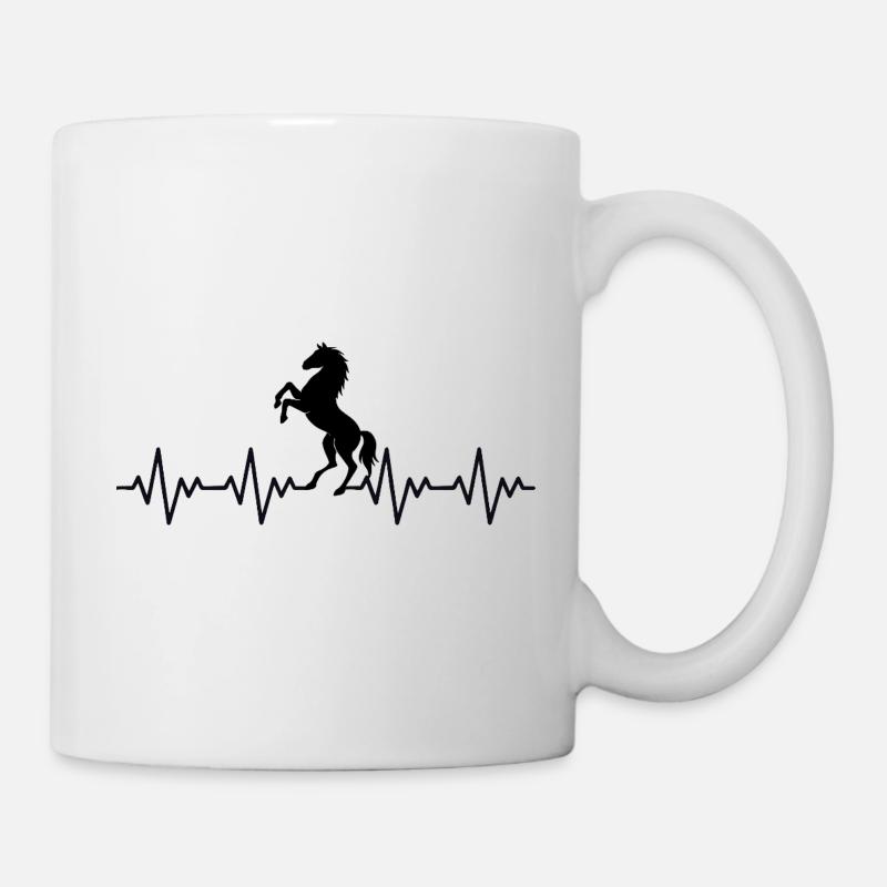 Pferd Reiter Reiten EKG Herzschlag - Tasse - Weiß