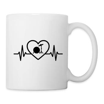 Herz Schlagzeug Bassdrum Becken - Tasse - Weiß - Rechts