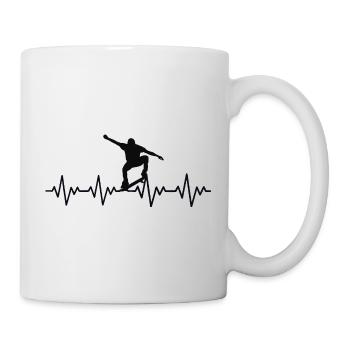 Skateboarder ECG Heartbeat - Mug - white - Right