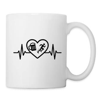 Herz Bier Laufen Humor - Tasse - Weiß - Rechts