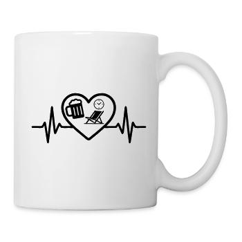 Herz Bier Rente Humor - Tasse - Weiß - Rechts
