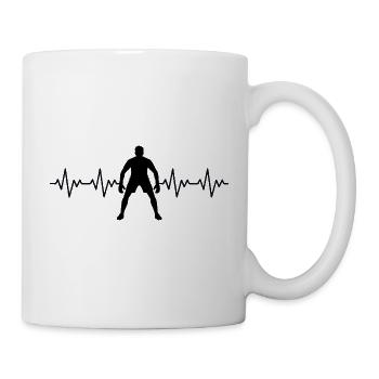 Battement de cœur ECG de gardien de gardien de football - Mug blanc - blanc - Droite