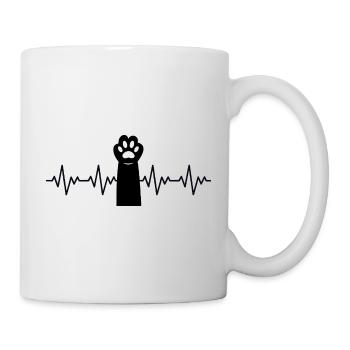 Katzenpfote EKG Herzschlag - Tasse - Weiß - Rechts