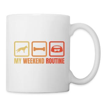 Schäferhund Wochenendroutine - Tasse - Weiß - Rechts