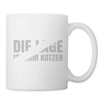 Die Lage ist zum kotzen - Tasse - Weiß - Rechts