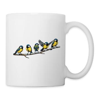 Blue flock on branch - Mug - white - Right