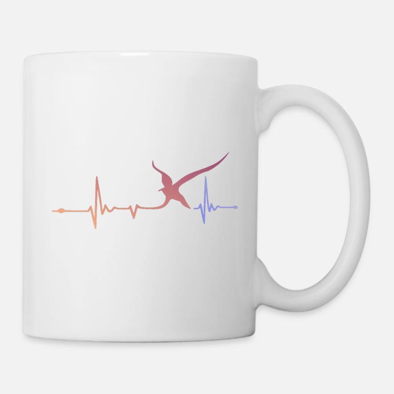 Herzschlag trifft Vogelflug - Tasse - Weiß