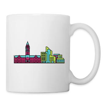 Bradford City Skyline Rathaus Moderne Linienkunst - Tasse - Weiß - Rechts