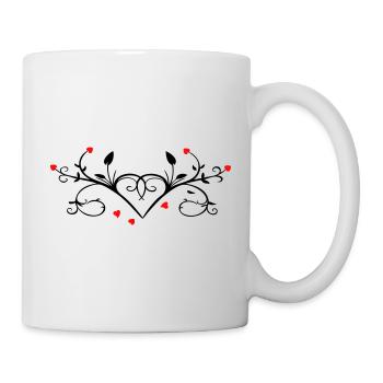 Ornament mit Herzchen - Tasse - Weiß - Rechts