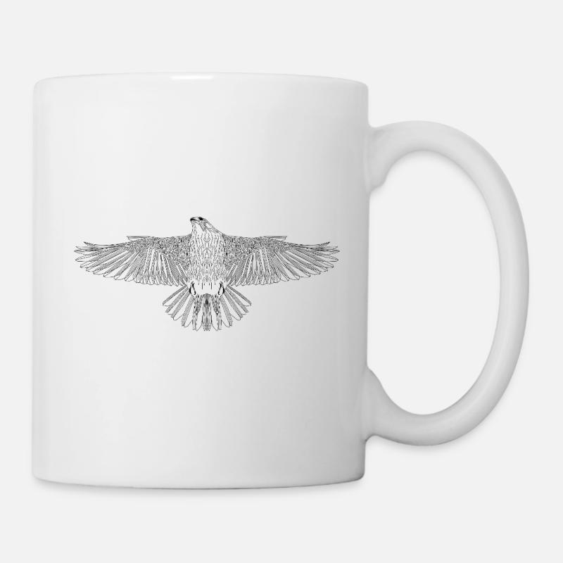 Digital Falcon – Modern Line Art in Schwarz - Tasse - Weiß