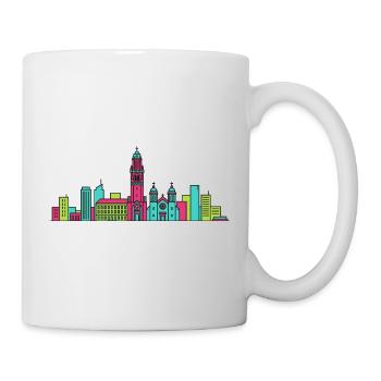 Charleroi City Skyline Glockentürm: Moderne Linienzeichnung - Tasse - Weiß - Rechts