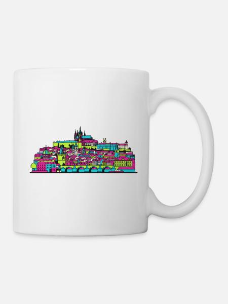 Prager Stadtsilhouette Karlsbrücke Moderne Kunst - Tasse - Weiß
