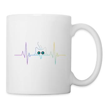 Battement cardiaque du chat - Pouls ECG minimaliste - Mug blanc - blanc - Droite