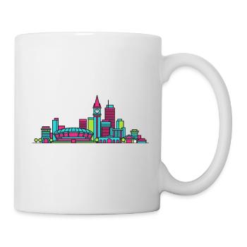 Adelaide City Skyline Kathedrale Moderne Linienkunst - Tasse - Weiß - Rechts