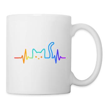 Katze Herzschlag Katzenliebhaber Geschenkidee - Tasse - Weiß - Rechts