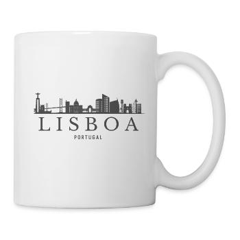 Skyline von Lissabon, Lissaboner Stadtkunst - Tasse - Weiß - Rechts