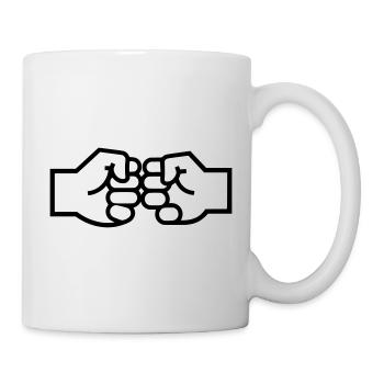Fist Check Fistbump Hands Outline - Mug - white - Right