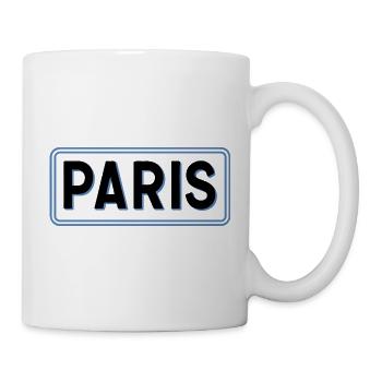 Paris in linearblauer Silhouette - Tasse - Weiß - Rechts