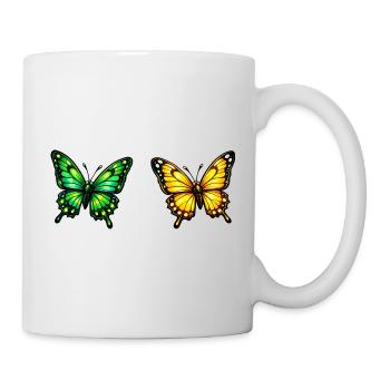 Living Butterflies: Green & Yellow - Mug - white - Right