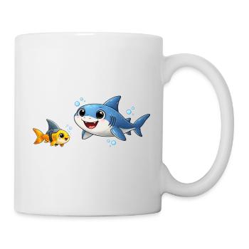 Baby Hai Freund Lustig Kinder Ozean Cartoon  - Mug - white - Right