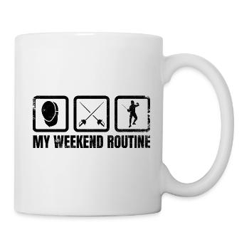 Meine Wochenendroutine - Tasse - Weiß - Rechts