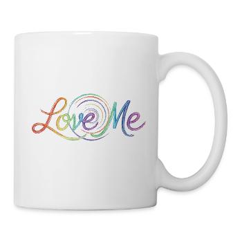 Love Me Say Colorful Text Drawing Art Print - Mug - white - Right