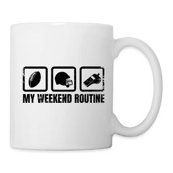Football Wochenendroutine - Tasse - Weiß - Rechts