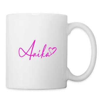 Anika Signatur Neon Pink - Tasse - Weiß - Rechts