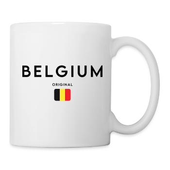 Belgische Flagge, elegantes minimalistisches Design - Tasse - Weiß - Rechts