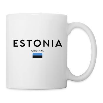 Drapeau estonien, design minimaliste élégant - Mug blanc - blanc - Droite