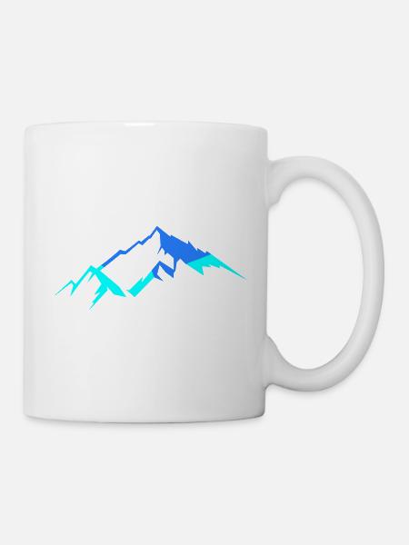 Berge in Neonblau - Tasse - Weiß