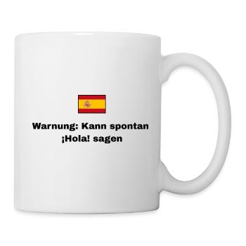 Spanien Flagge, Schwarze Schrift - Tasse - Weiß - Rechts