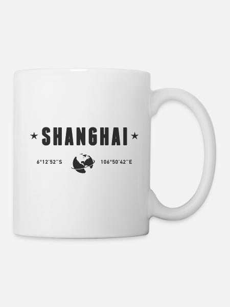 Shanghai, China koordiniert den Planeten Erde - Tasse - Weiß